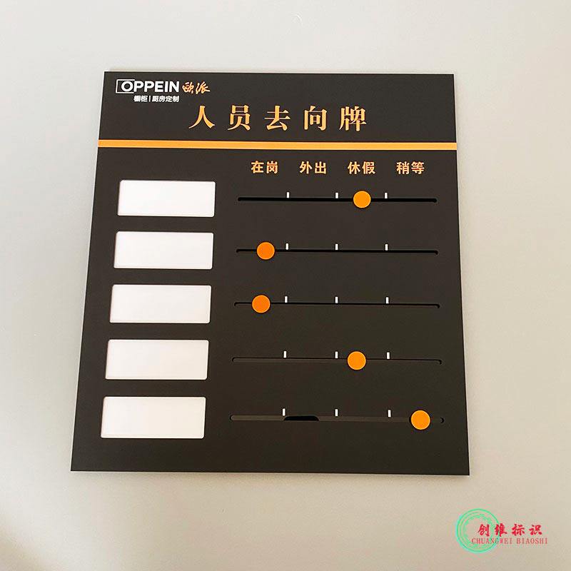 高档定制亚克力去向牌办公室门牌可更换在岗人员动态一览表科室牌