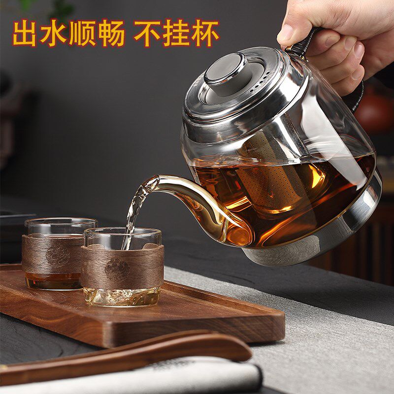 电磁炉专用玻璃烧水壶大容量耐高温家用平底蒸煮两用电陶炉煮茶壶