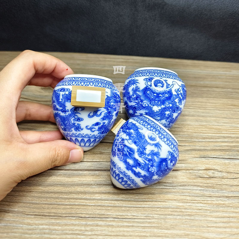 景德镇青花瓷五龙画眉鸟食罐鸟杯鸟碗品玉轩中号大号鸟用品