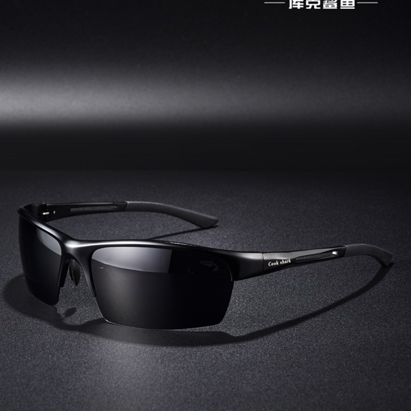 库克鲨鱼户外骑行眼镜偏光男士太阳眼镜变色墨镜开车驾驶级感