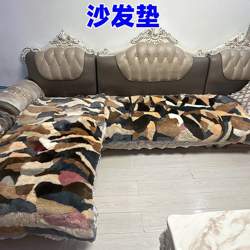 俄罗斯加厚真皮毛一体褥子冬保暖防潮单双人真羊毛毯子床垫沙发垫