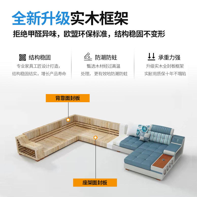 布艺沙发简约现代大小户型客厅家具可拆洗乳胶贵妃科技布沙发组合