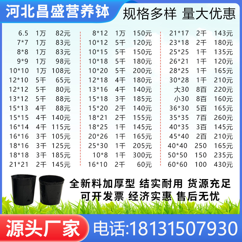 营养钵育苗盆一次性黑色塑料营养袋西瓜种植杯果树育苗袋加厚花盆