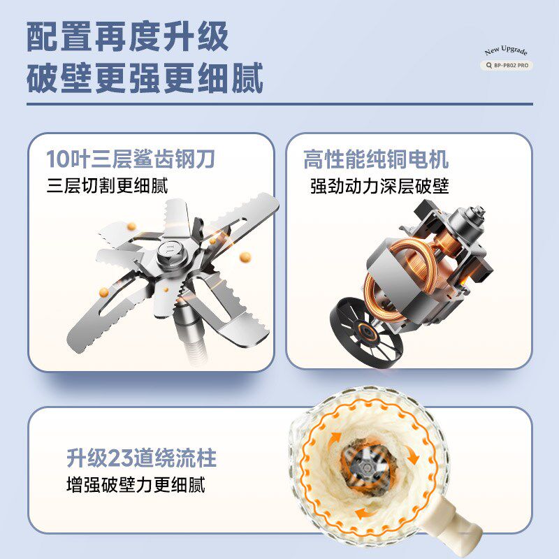 【加购10月18号李佳琦超级潮电节】蓝宝柔音破壁机家用全自动加热