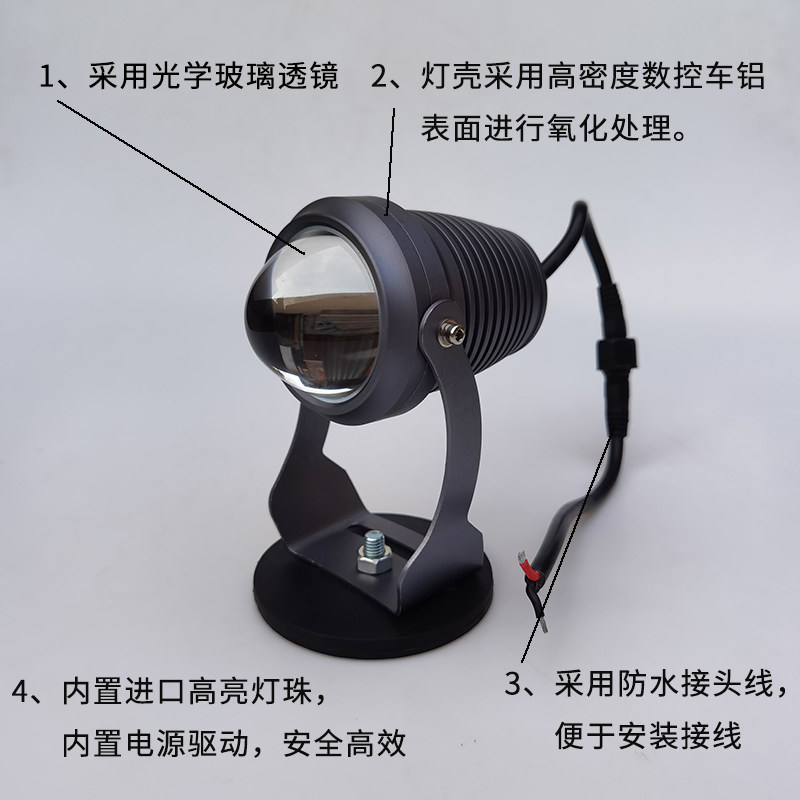 激光炮远光灯汽车LED射灯黄白光爆闪高亮透镜12伏远近光强光24V