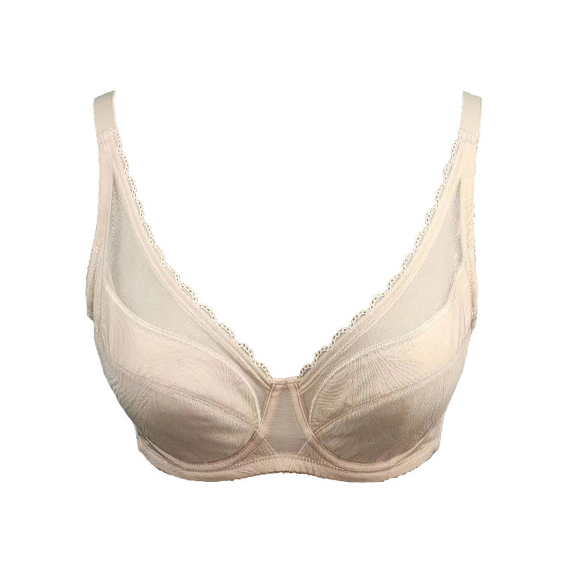 全杯薄款大码文胸调整型侧收副乳内衣V型有钢圈大胸显小3015