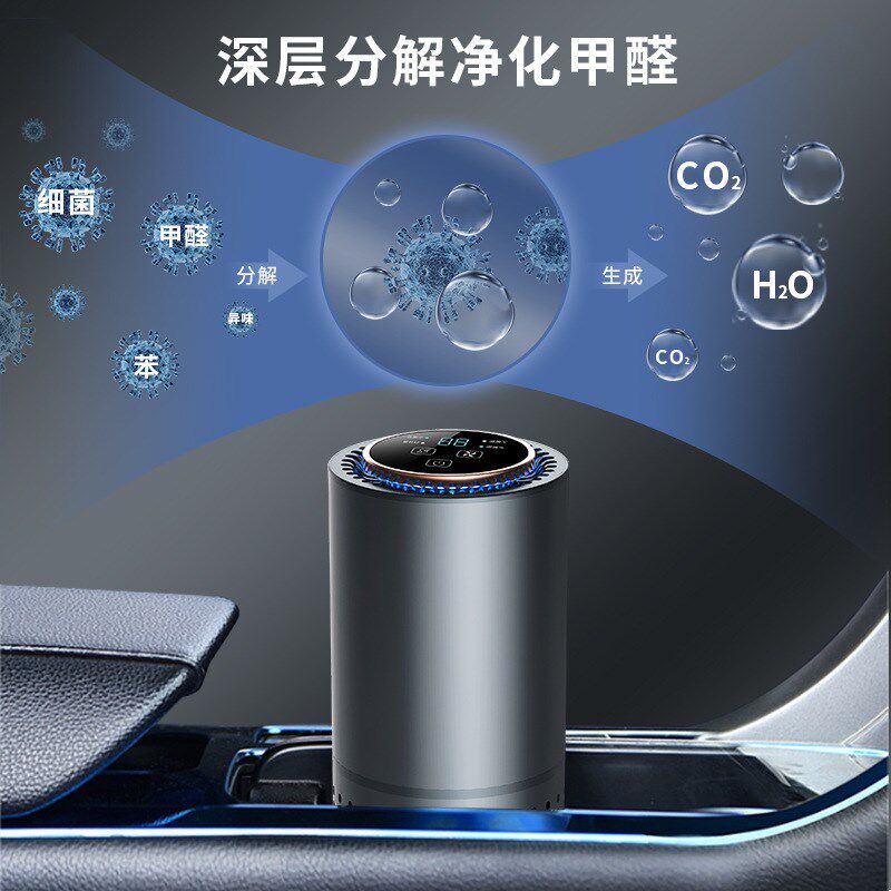 智能车载空气净化器家用桌面负氧离子室内除烟雾UV紫外杀菌