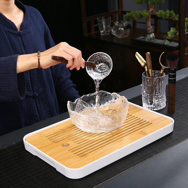 锤纹玻璃功夫茶具套装家用耐热轻奢高档盖碗茶杯茶盘办公室泡茶壶
