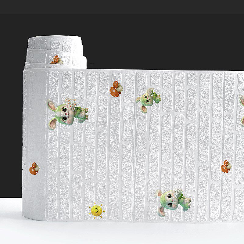 墙纸自粘儿童房3D立体壁纸防水防潮防撞贴纸温馨卧室背景墙自粘