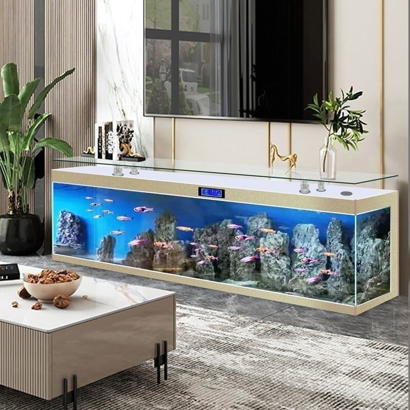 现代简约方形电视柜鱼缸客厅中大型家用靠墙落地懒人免换水水族箱