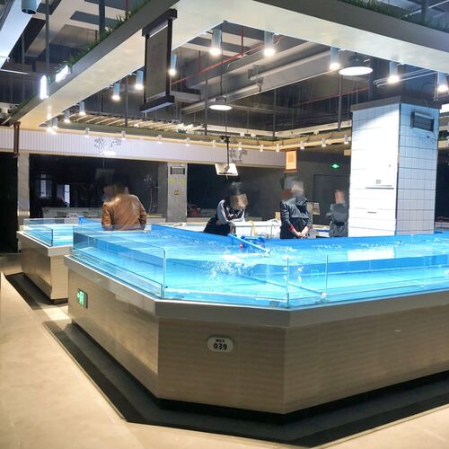 海鲜池商用水产档口用海鲜鱼缸带制冷餐厅饭店商场超市海鲜异型缸