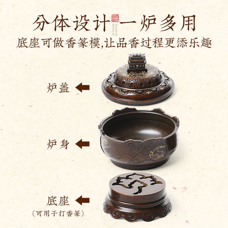 敦煌铜炉香道套装打篆工具入门香篆炉香粉香纂模具焚香高级香薰炉