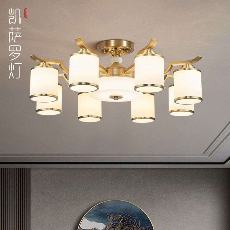 新中式吸顶灯客厅大厅灯中国风简约大气别墅高端全铜吊灯全屋灯具