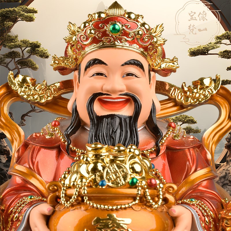 财神爷神像家用供奉文财神佛像树脂精工纯手工摆件范蠡比干财神像