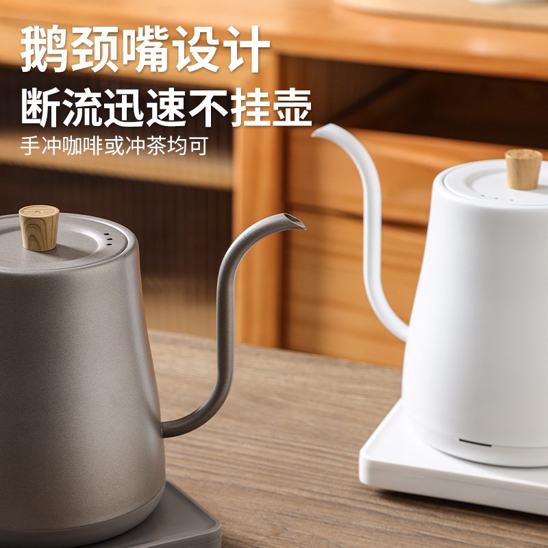 细长嘴电热家用烧水壶泡茶专用热水壶钛合金色电热水壶电咖啡壶