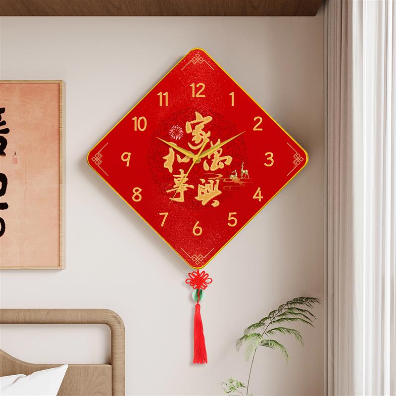 中国风新款钟表挂墙客厅挂钟静音钟家用时钟餐厅创意装饰画石英钟