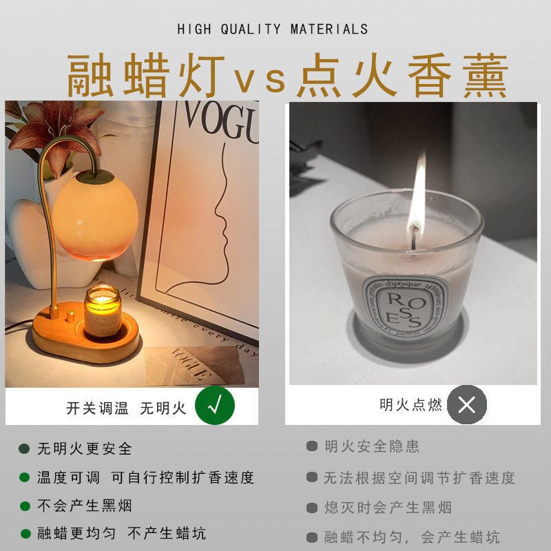 中古香薰融蜡灯无火可定时高颜值生日礼物卧室氛围灯复古床头台灯