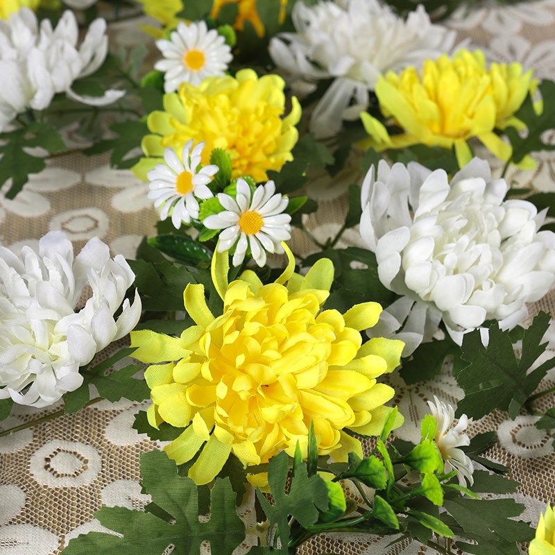 清明仿真大菊花藤条墓地扫墓塑料假花挂花串上坟祭祀挂壁拉花条