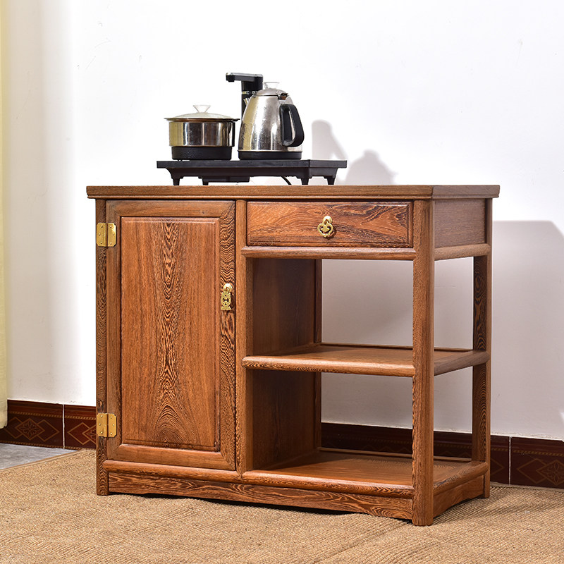 红木家具鸡翅木茶水柜餐边柜实木仿古小茶柜家用储物柜中式茶边柜