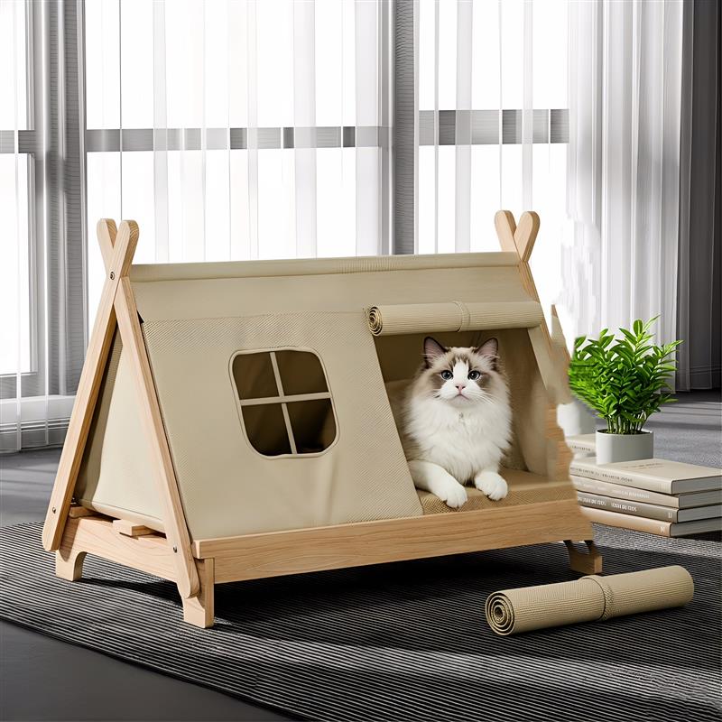 夏季新款新式实木宠物帐篷猫窝猫床四季通用封闭式不粘毛猫窝夏