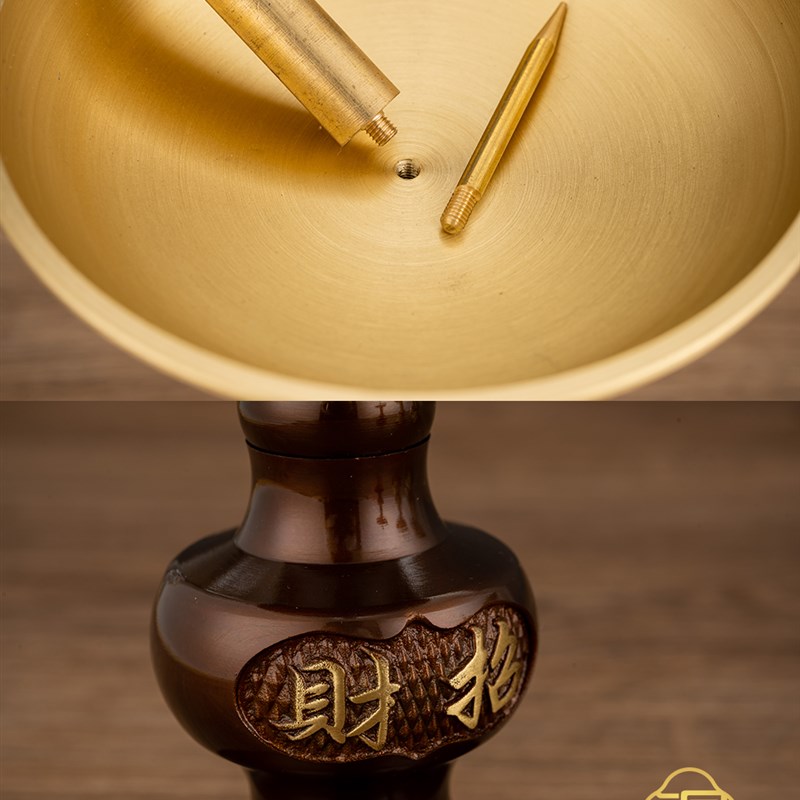纯铜蜡烛台台座家用烛台摆件复古蜡烛托台黄铜香炉烛台小佛前供灯