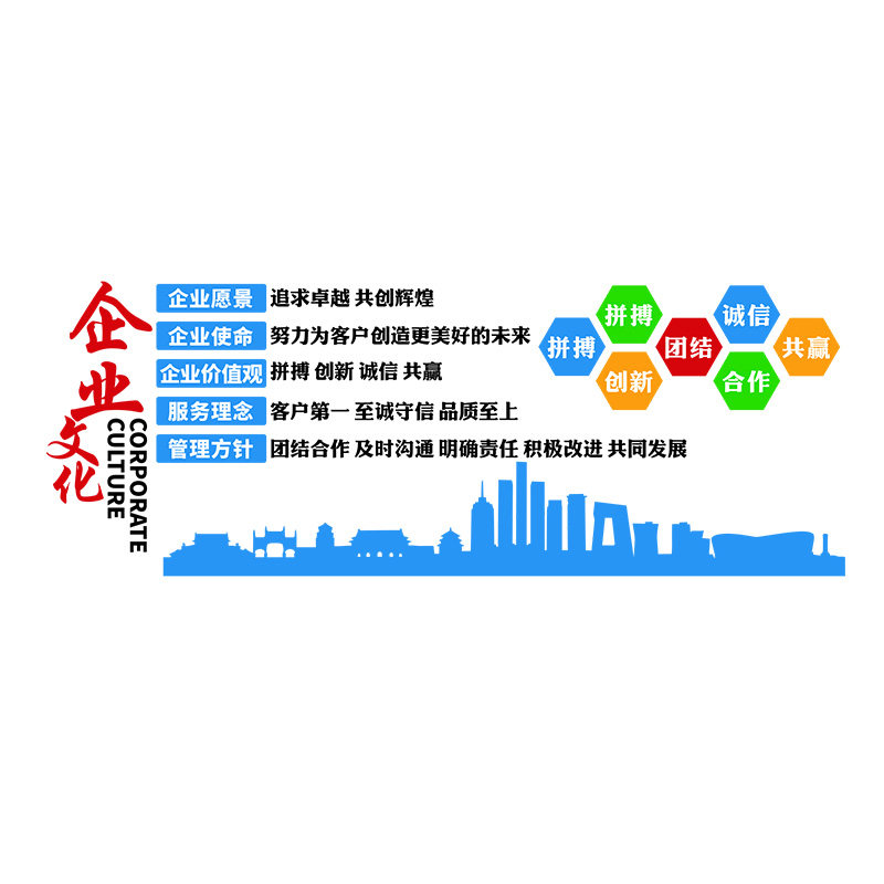 公司背景墙装饰励志语录亚克力立体贴纸办公室企业愿景文化墙定制