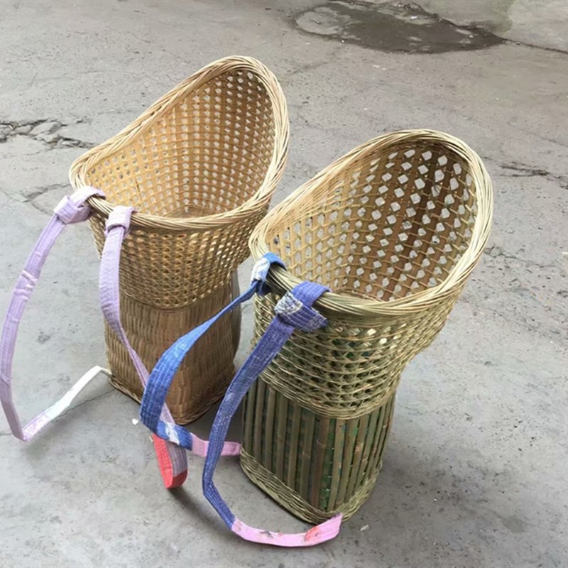 竹编竹篓背篼娃娃婴儿童宝宝小孩凉竹篓揹筐背椅抱婴袋椅子娃娃背