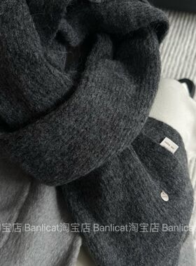Banlicat 韩秋冬羊毛混纺保暖灰色毛线围巾男女情侣百搭纯色围脖