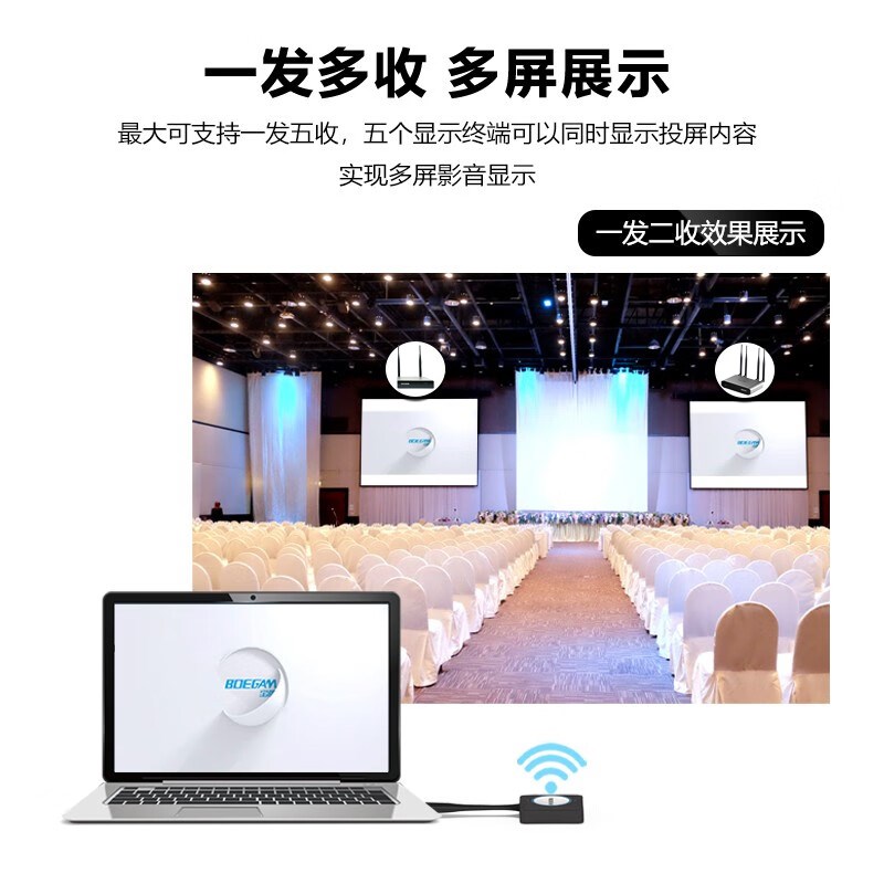 宝疆一发多收无线投屏器电脑USB同传屏LED拼接屏HDMI多屏同显MR2