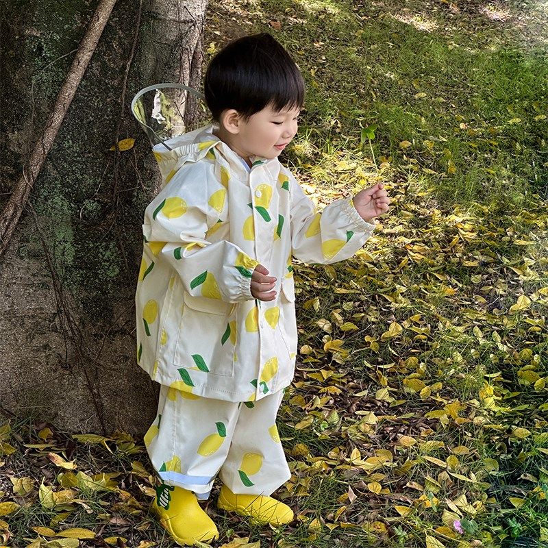 分体儿童雨衣男女宝宝防水背带裤雨衣轻便外套雨披宝宝玩水服防水