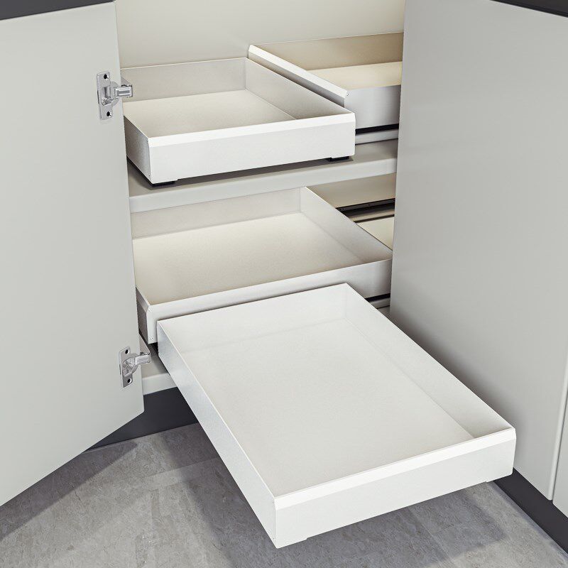 厨房转角拉篮橱柜内置物架小尺寸拐角拉蓝抽屉式超深柜调味料收纳