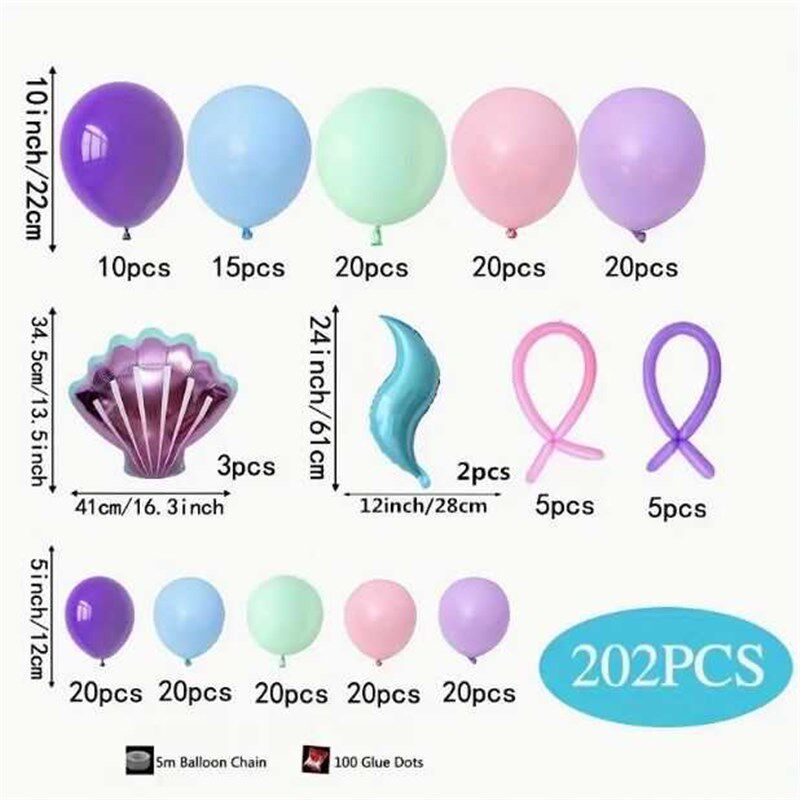 新款美人鱼主题乳胶气球链套装海洋尾巴生日布置派对场景装饰套装