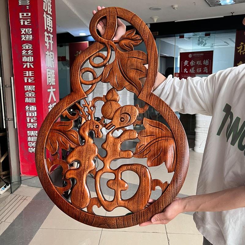 香樟木雕刻东阳木雕实木挂件玄关柜摆件居家装饰电视柜工艺品摆台