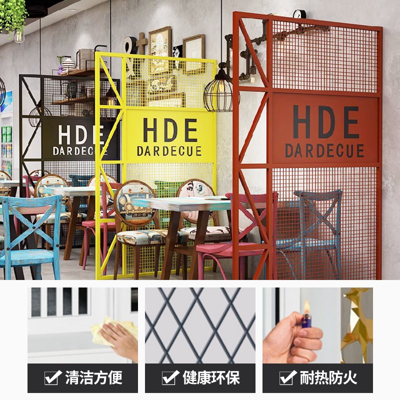 铁艺菱形网格片工业风背景墙装饰隔断吊顶屏风天花铁丝网展示架