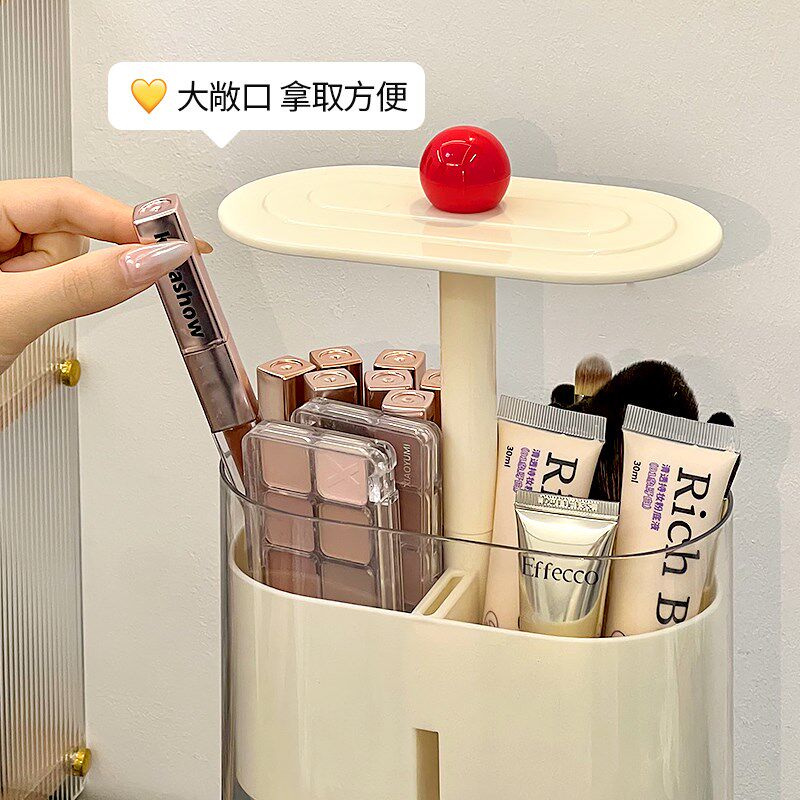 化妆刷收纳筒按压升降式梳妆台粉底刷眼影盘分格防尘化妆品收纳盒