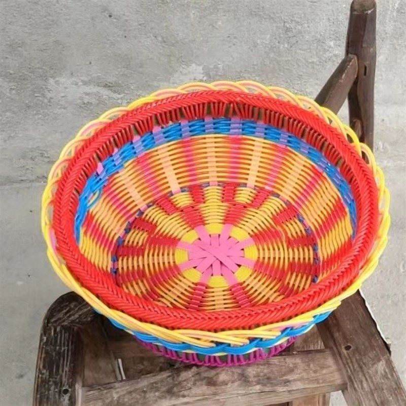 纯手工编织蓝子编织花篮手提藤篮买菜篮水果盘塑料心形中式藤条