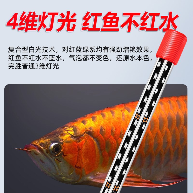 四维神灯龙鱼增艳灯诱色发色专用灯三基色红龙鱼缸照明led防水灯