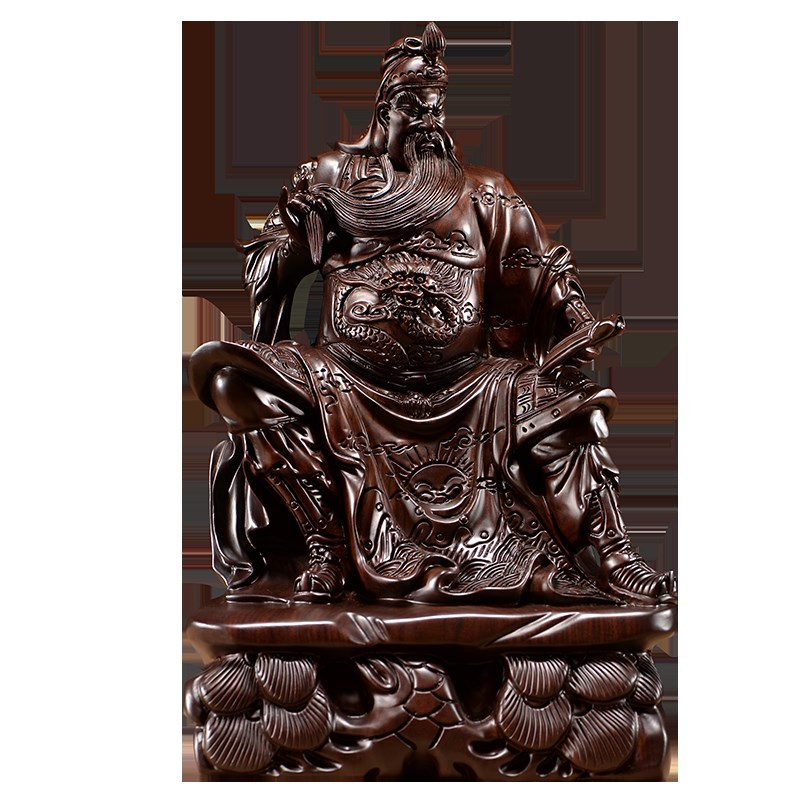 木雕摆件关公神像关二爷夜读春秋实木仿古武财神镇宅红木工艺品