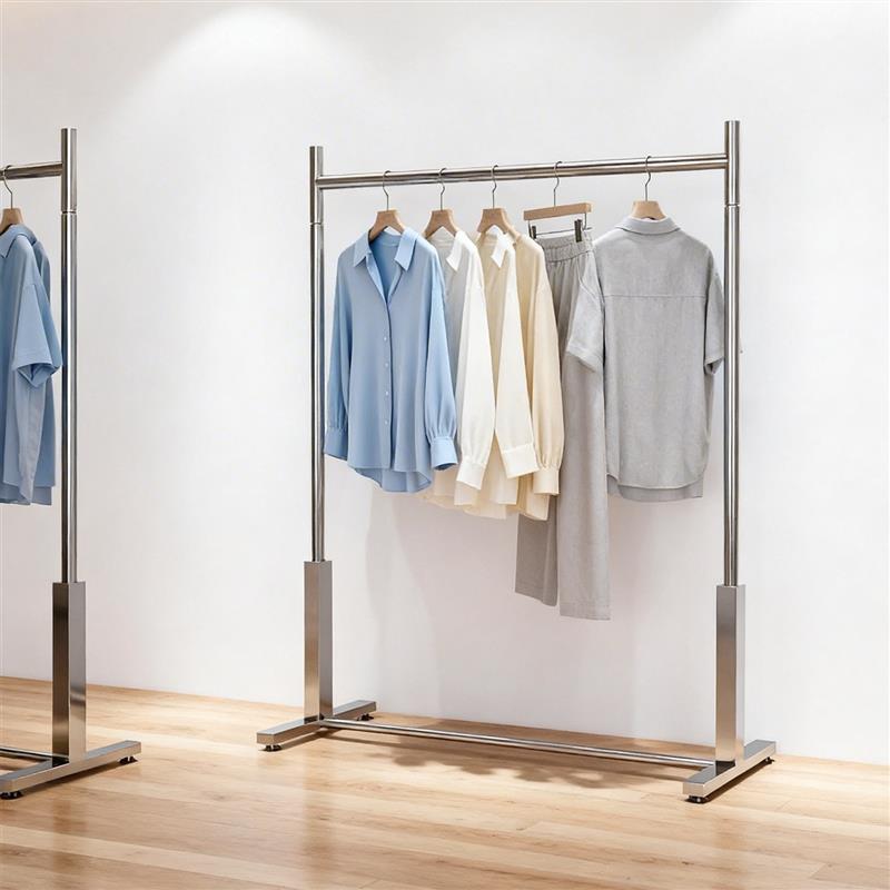 不锈钢挂衣架服装店落地展示架简约衣帽架卧室衣架服装店展示架子