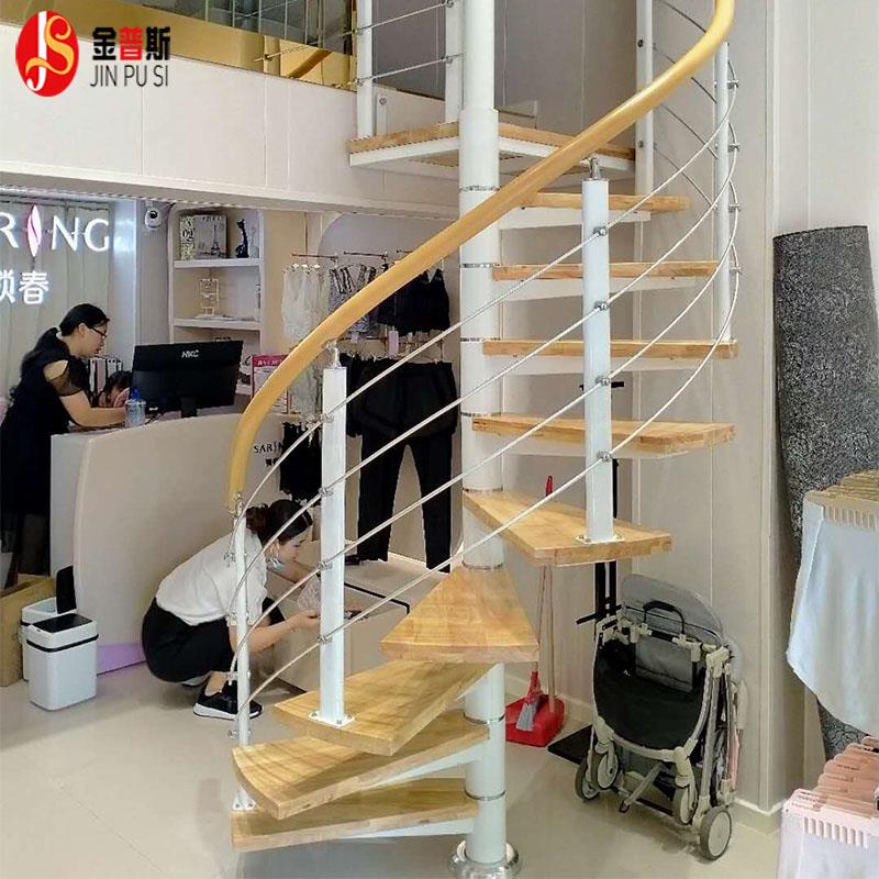 旋转楼梯室内外定制安装 广州包安装钢木楼梯 LOFT公寓设计橡胶木