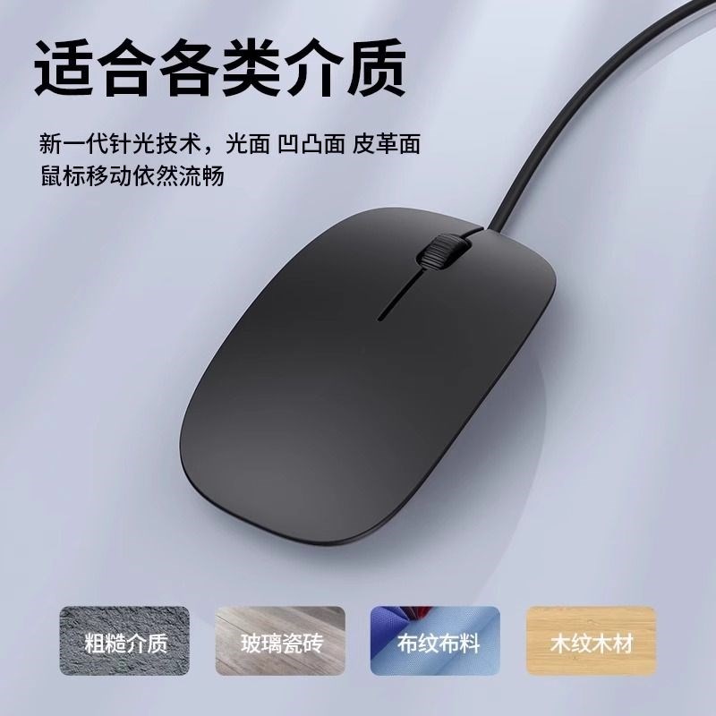 有线 线滑鼠静音 USB办公台式笔电游戏通用磨砂手感家用办公鼠
