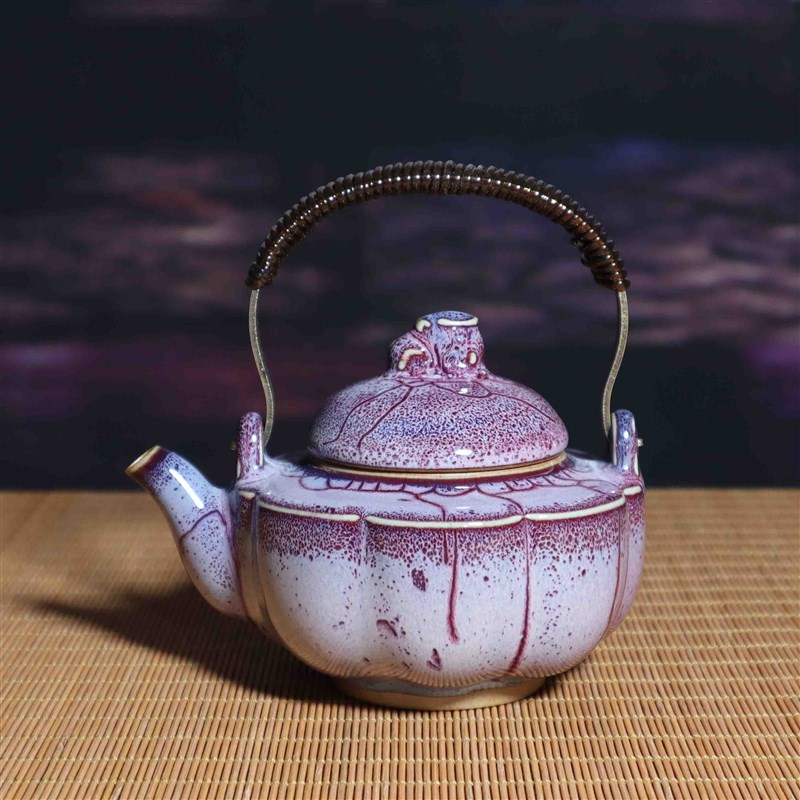 禹州钧瓷茶具家用品茗泡茶手工单壶礼盒套装钧窑一壶六杯陶瓷茶壶