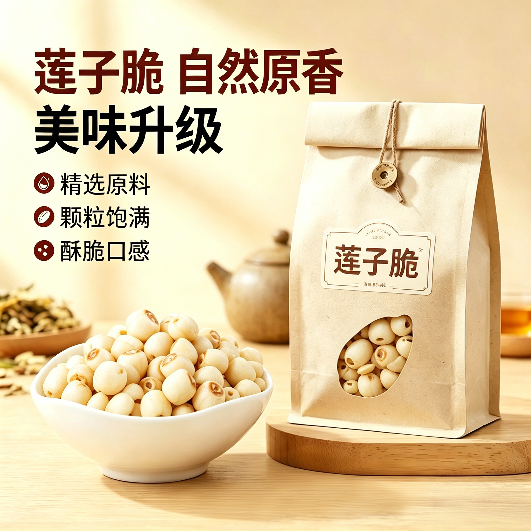 央妈推荐即食莲子脆500g熟原味香酥脆去芯干吃开袋果蔬干新货零食