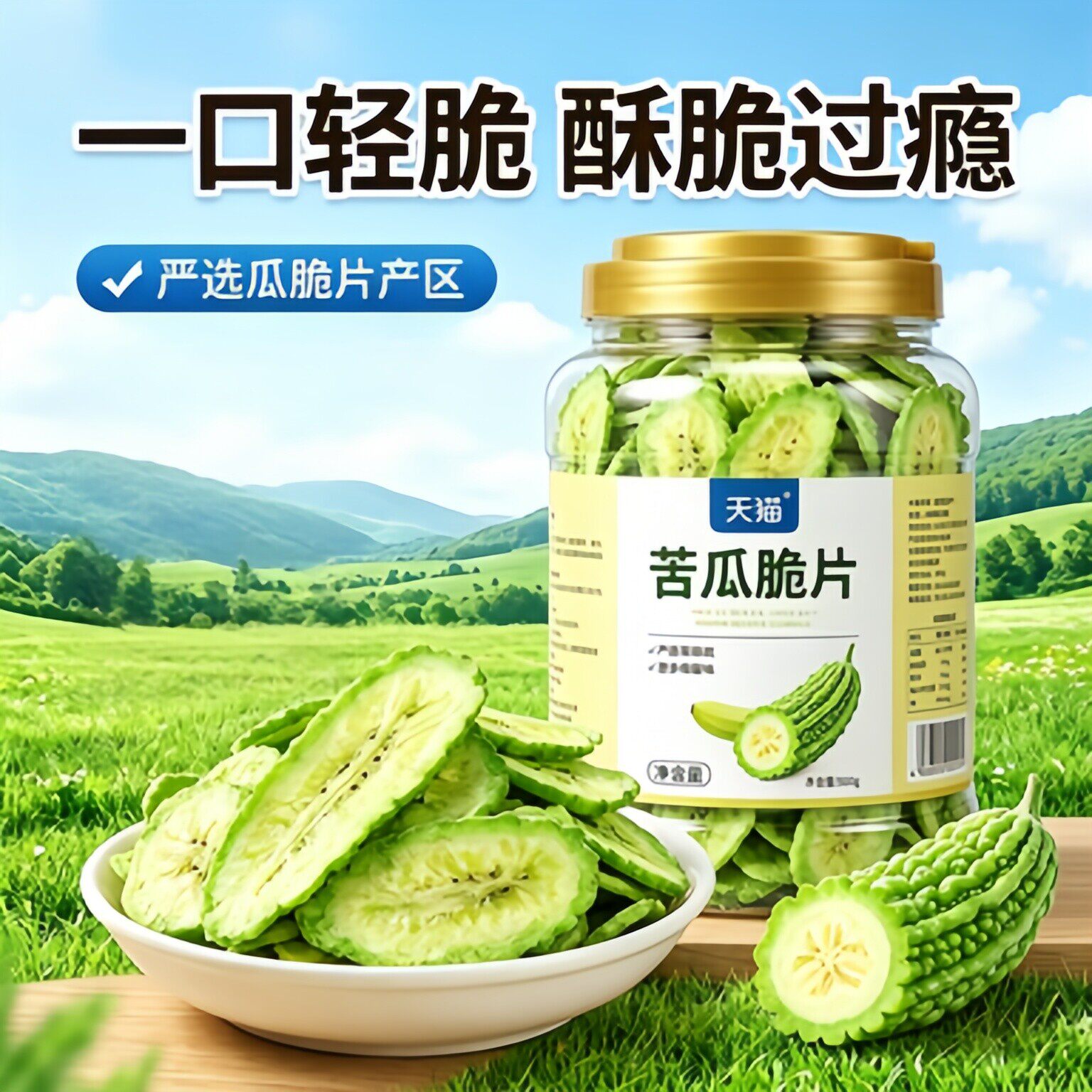 央妈推荐！苦瓜脆片开袋即食无糖无添加蔬菜干低温脱水健康小吃