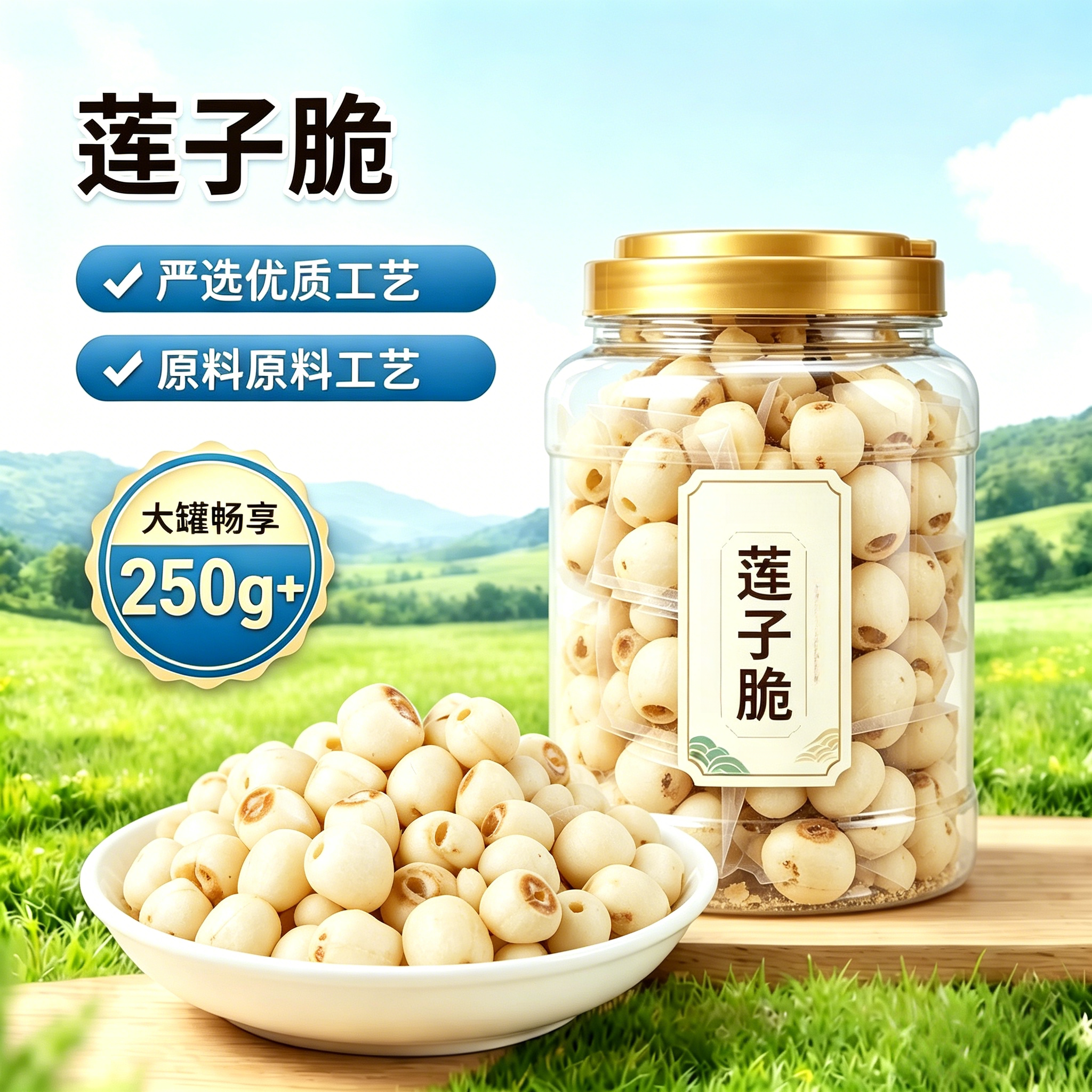 农科院即食莲子脆500g熟原味香酥去芯湖南特产开袋脱水果蔬干零食