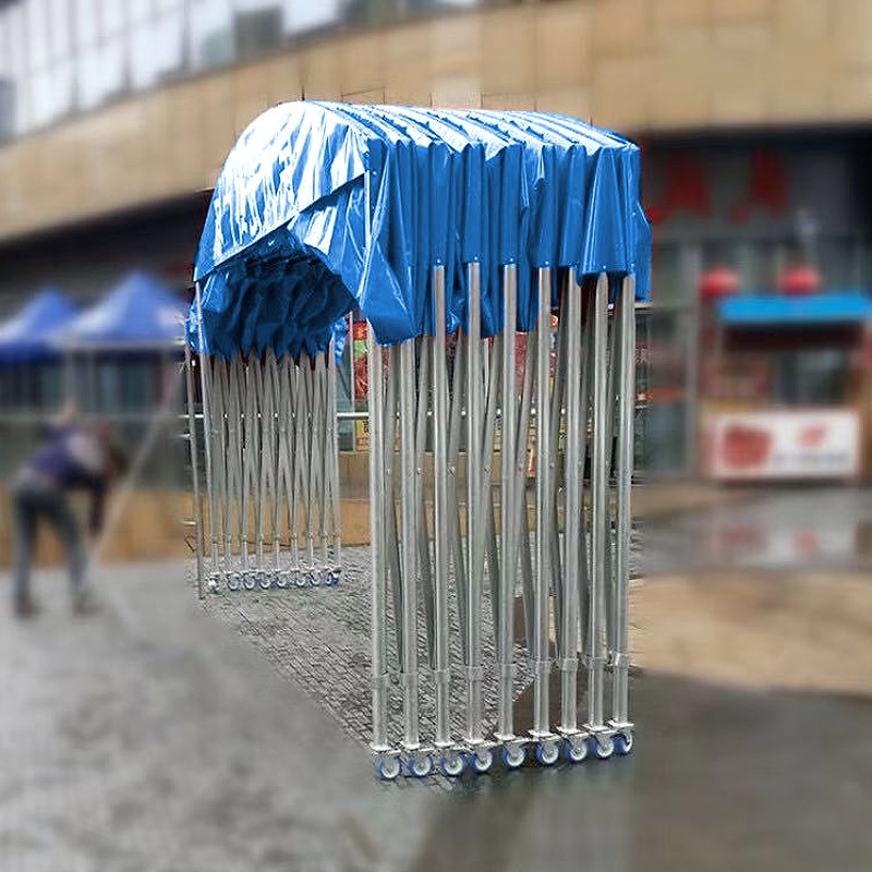 移动推拉棚遮阳棚伸缩雨棚电动雨蓬大排档烧烤帐篷悬空防晒棚定做