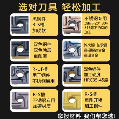 数控正方形车刀片SNMG120408/120404R/L外圆开槽钢件不锈钢车刀粒