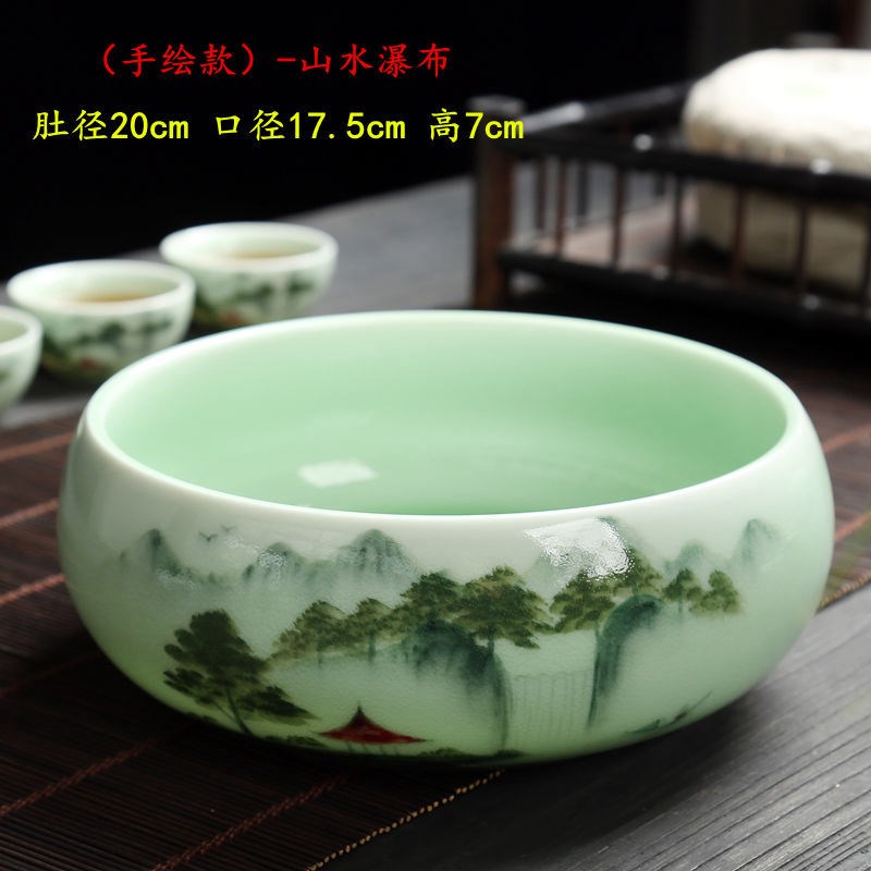 烟灰缸大号果皮杂物茶几收纳缸复古风纯色客厅中式茶洗笔洗茶渣缸