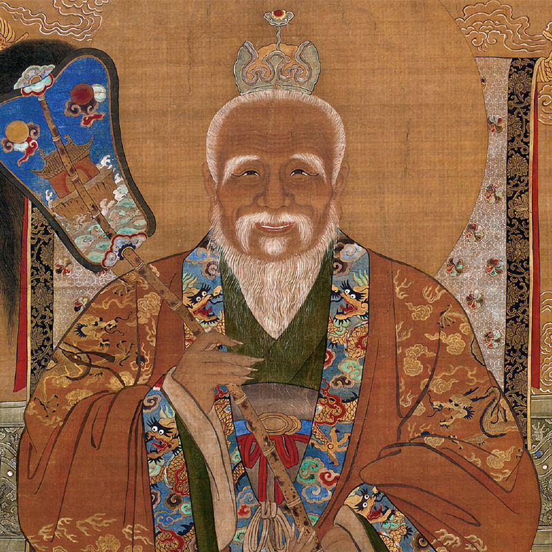 三清画像神像卷轴祖师爷挂画元始太上老君挂像元始天尊人物装饰画