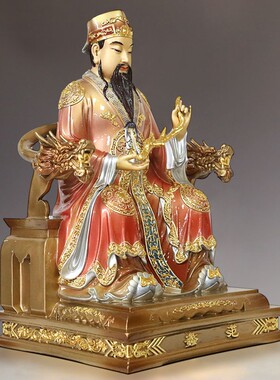 珐琅描金文财神范蠡神像供奉财神爷佛像纯铜招财家用财神铜像摆件